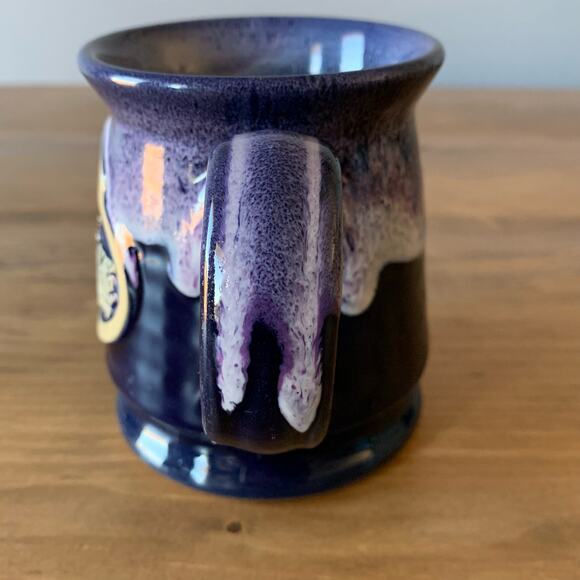 Deneen Pottery Egg Harbor Cafe Illinois Coffee Mug Purple Ivory Drip 1985 - Picture 3 of 10